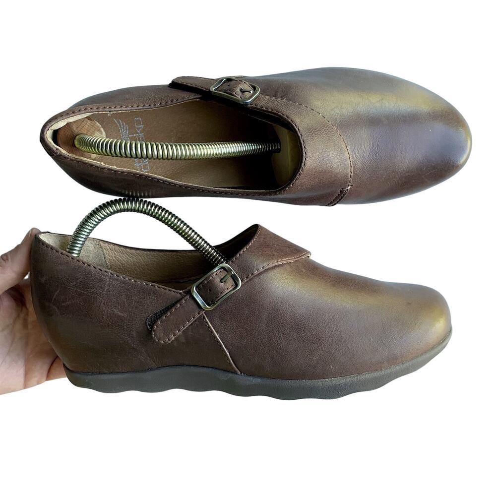 Dansko Marisa Hidden Wedge Flat Slip On Loafer Shoe Brown Leather Women 9.5-10
